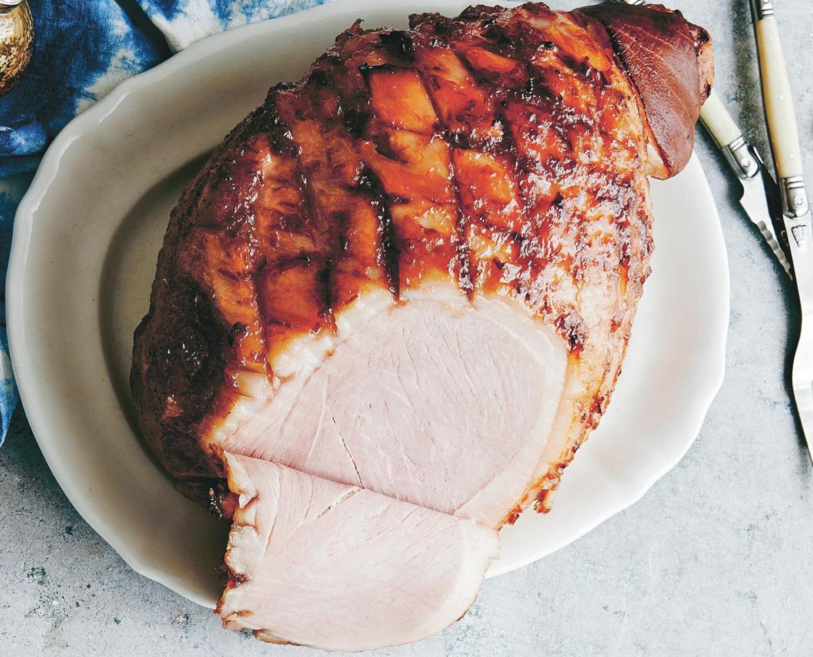 Elderflower and Rhubarb Glazed Ham