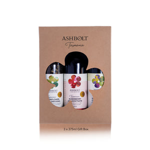 Three 375 ML Ashbolt product giftbox with elderberry & elderflower