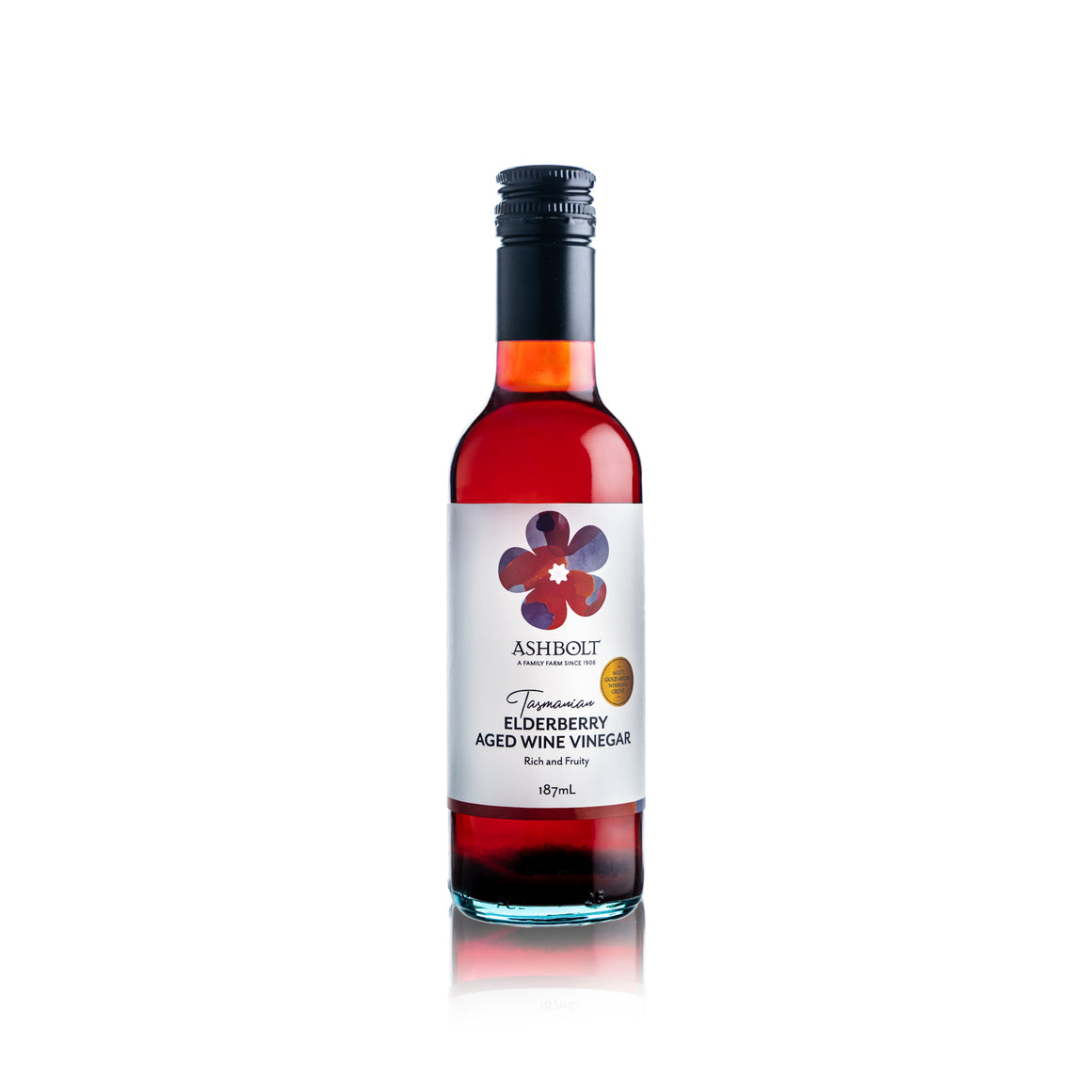 Elderberry Aged Wine Vinegar in a 187ml bottle
