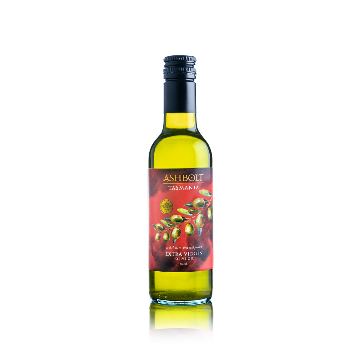 A bottle of Ashbolt Extra Virgin Olive Oil