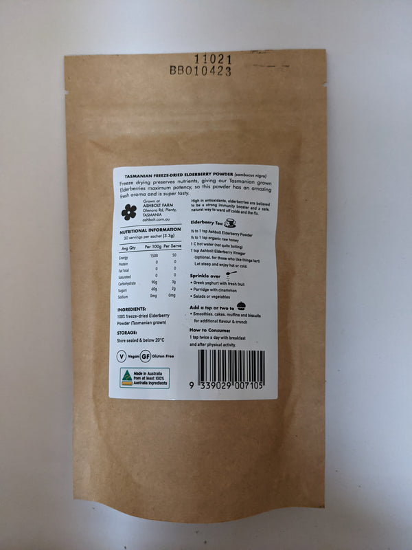 Freeze Dried Elderberry Powder - Ashbolt Farm Tasmania